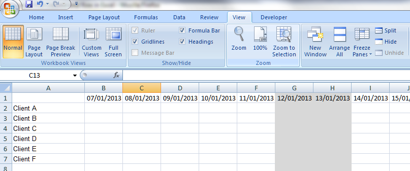 freeze a row in excel for mac 2011