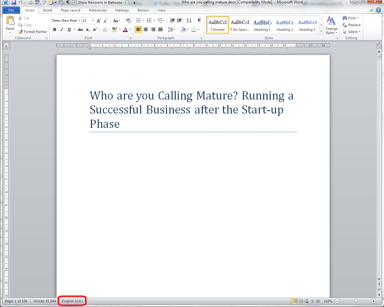 my document view keeps changing in word for mac