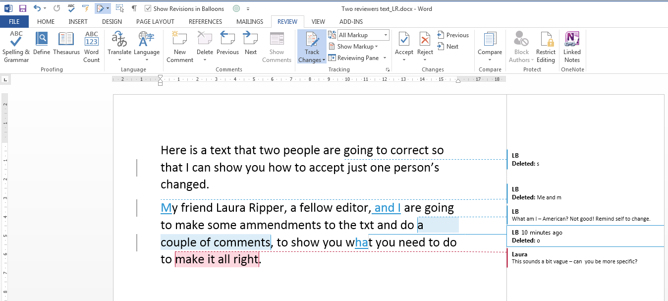 how to accept changes in word for mac